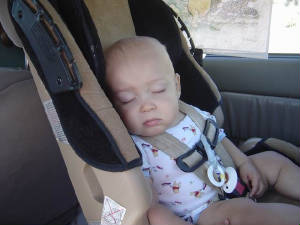 Ryan dozing in the car in late June.