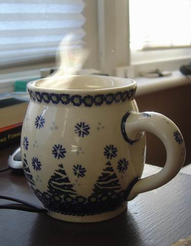 steaming mug
