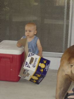 Ryan with empty Corona box.